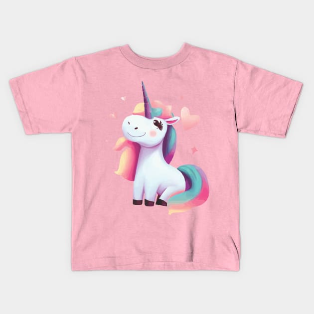 Unicorn in Love Kids T-Shirt by Ara-Mora